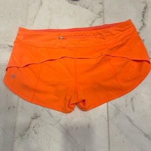 Lululemon Orange 2.5 Speed Up Shorts